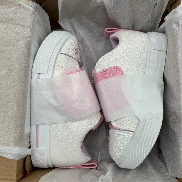 Skechers Toddler Girl's Twinkle Toes Slip-on Sneakers Size 7 White/Pink Glitter - Picture 7 of 12
